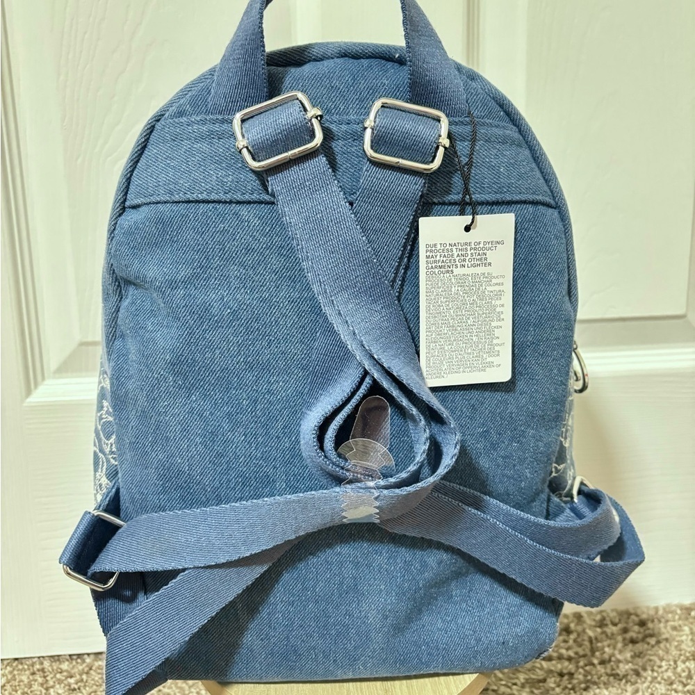 Disneys : Stitch Blue Denim Embroidered Backpack | NWT ✨ - Picture 9 of 12